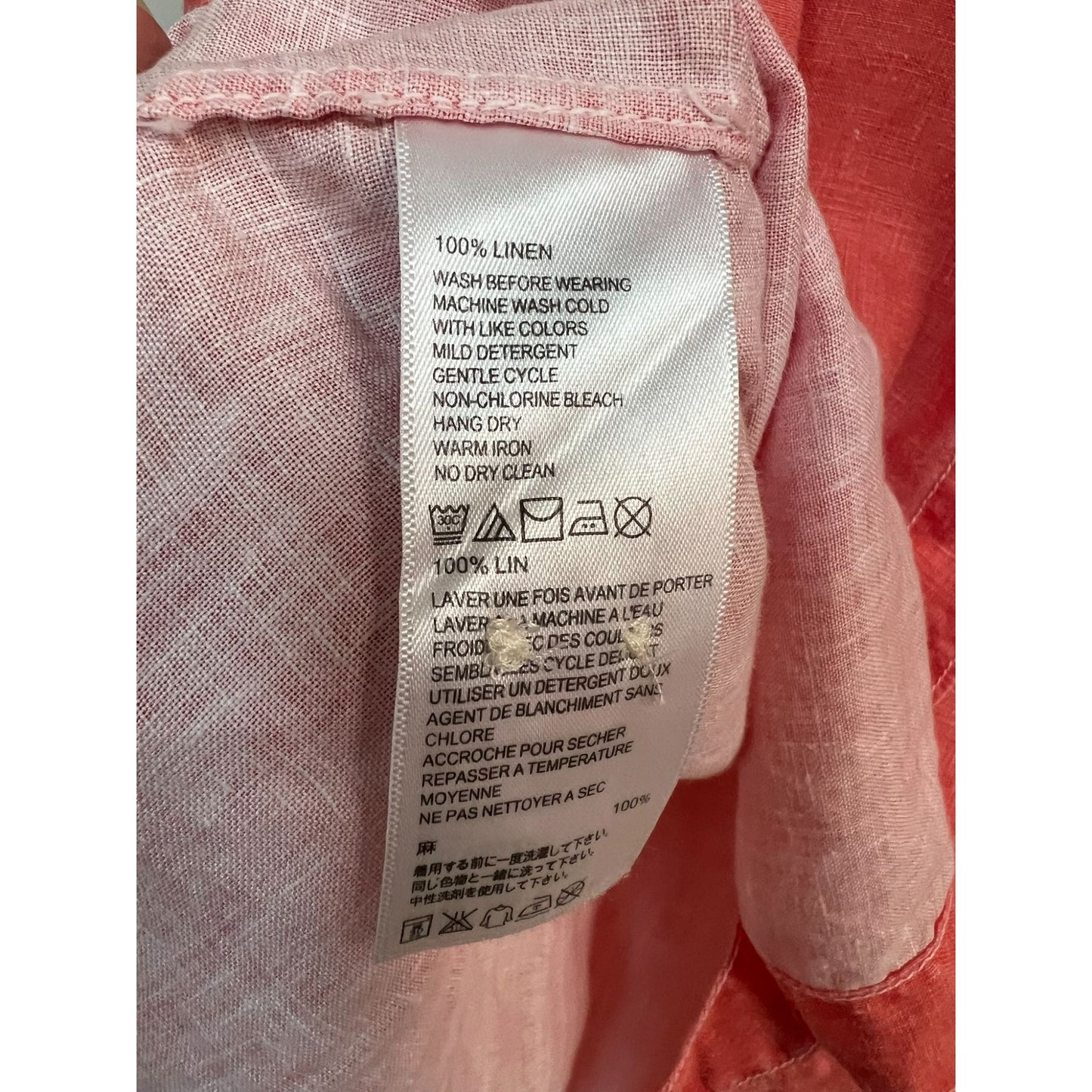 Tommy Bahama Sea Glass Breezer Linen Button-up Shirt Coral Orange Size Large