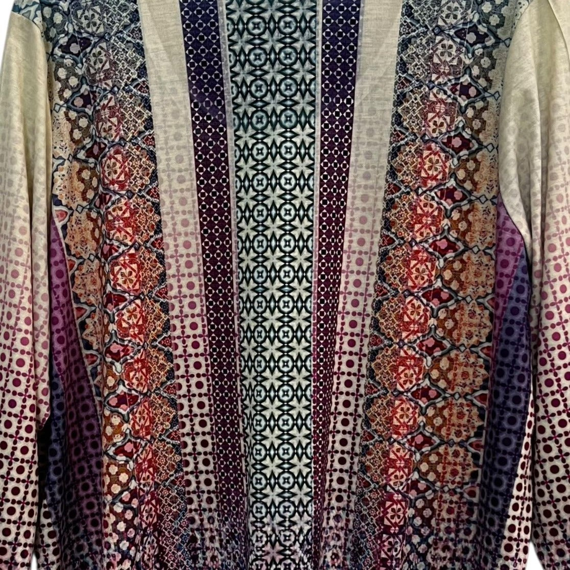 One World Boho 3/4 Sleeve Polyester Top Size 4X Size 26/28