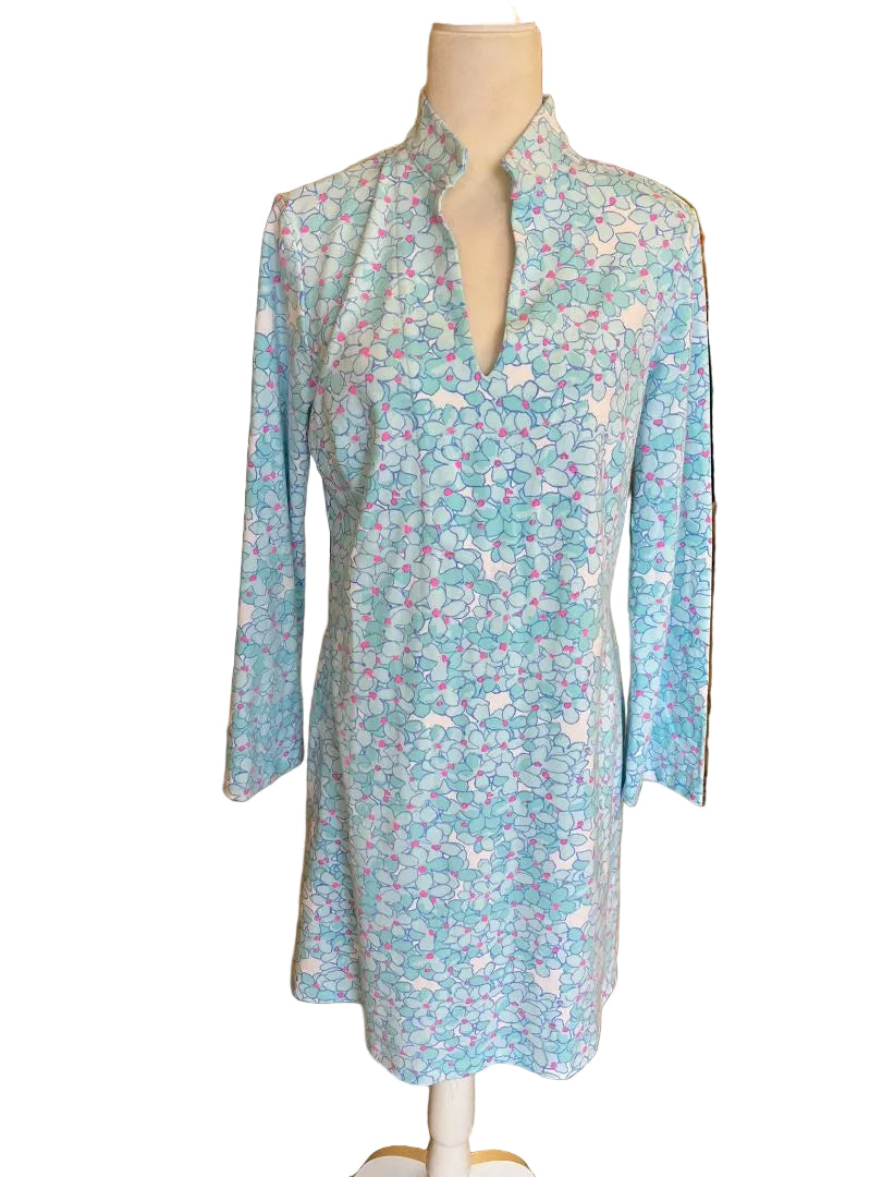 Mahi Gold Blue and Pink Beach Dress Size Large