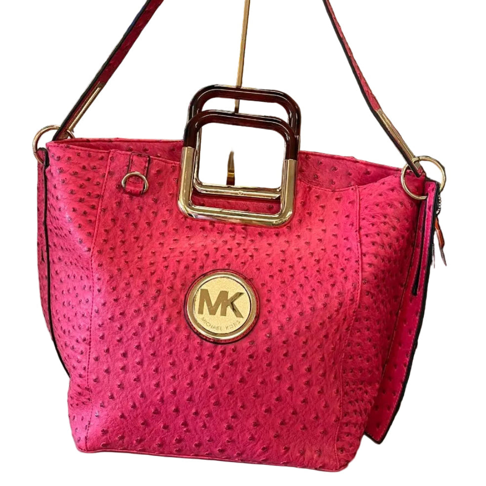 Michael Kors Ostrich Textured Pink Shoulder Handbag