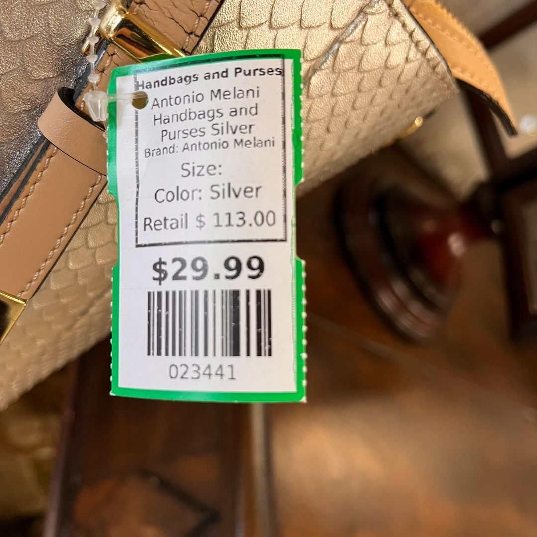 Antonio Melani Silver Snake Scale Tote Handbag