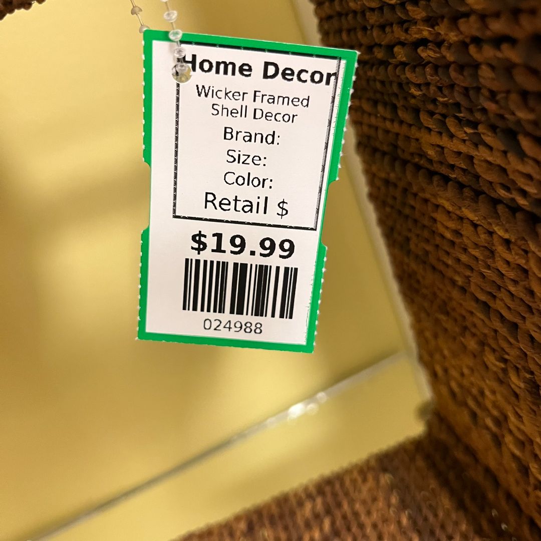 Wicker Framed Shell Decor