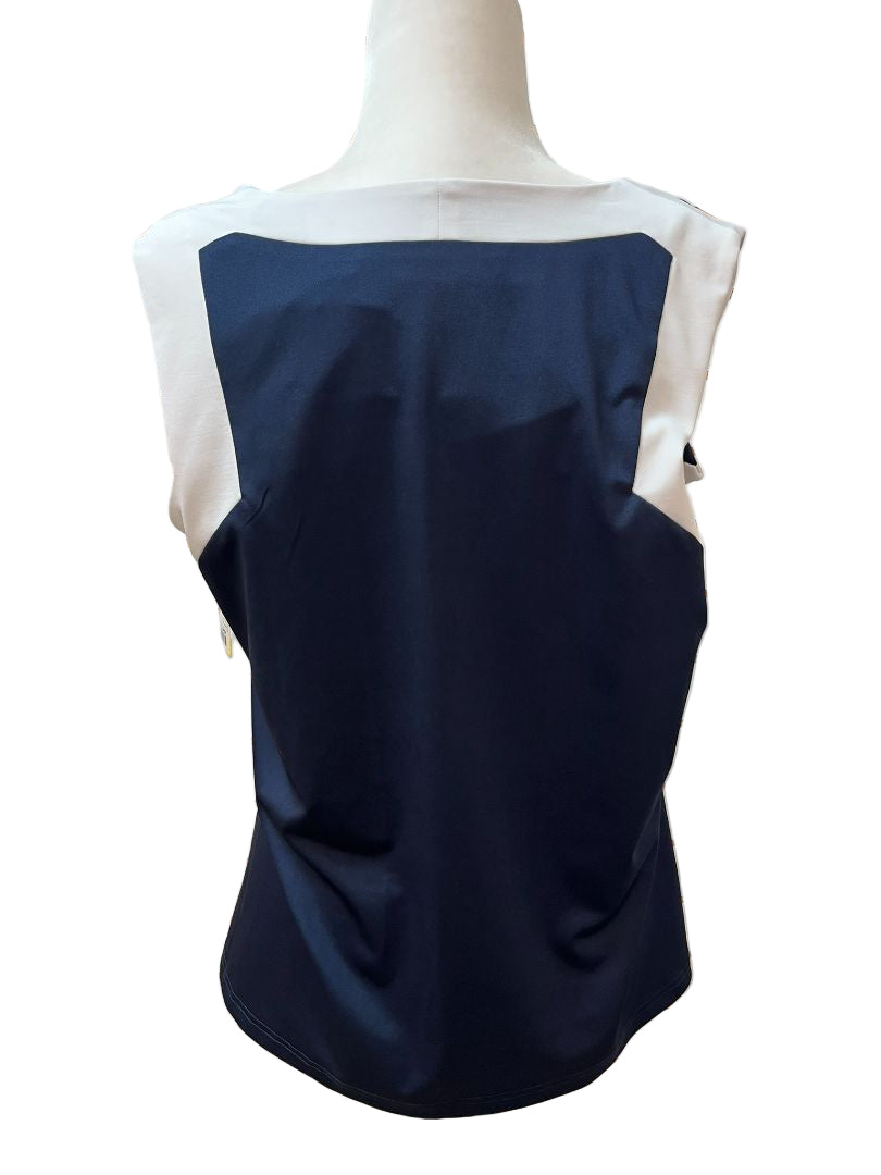 Gretchen Scott Navy and White ColorBlock Sleeveless Top β Size XL