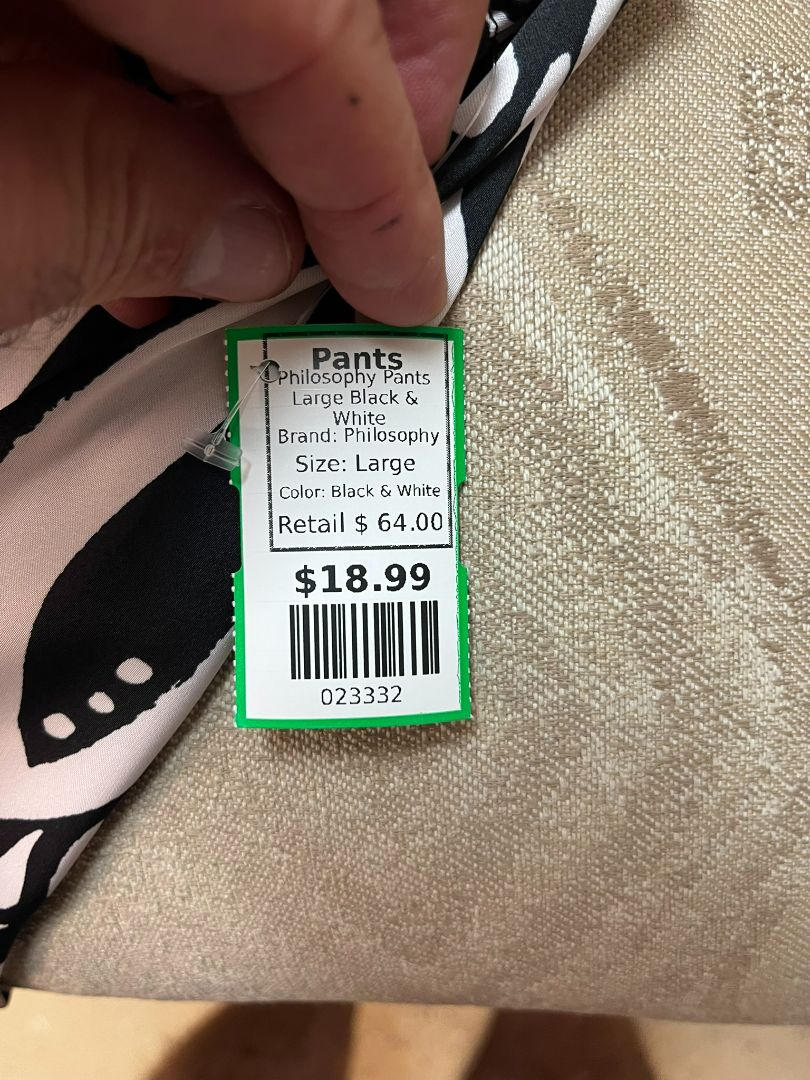 Philosophy Wide-Leg Casual Black and White Floral Pants Size Large