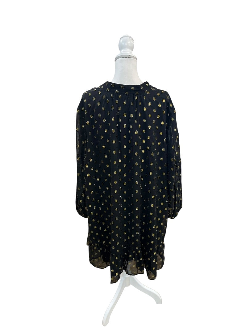 Crown & Ivy Black and Gold Polka Dot Dress Size 2X