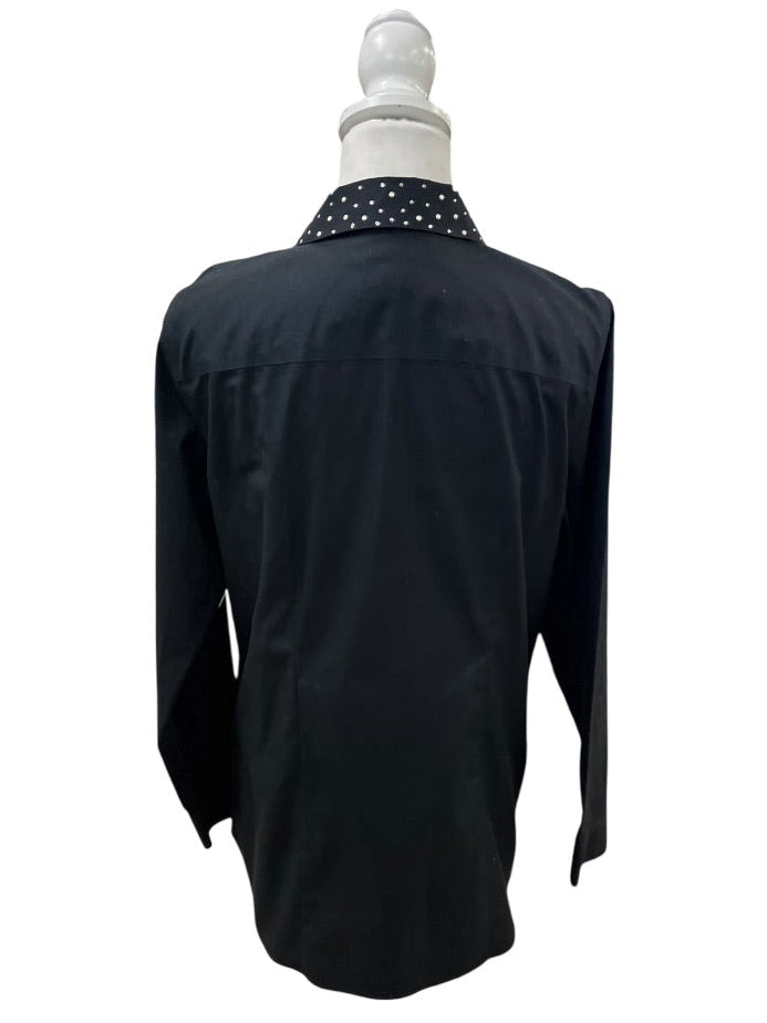 Button Down Black Collared Top by Chico's