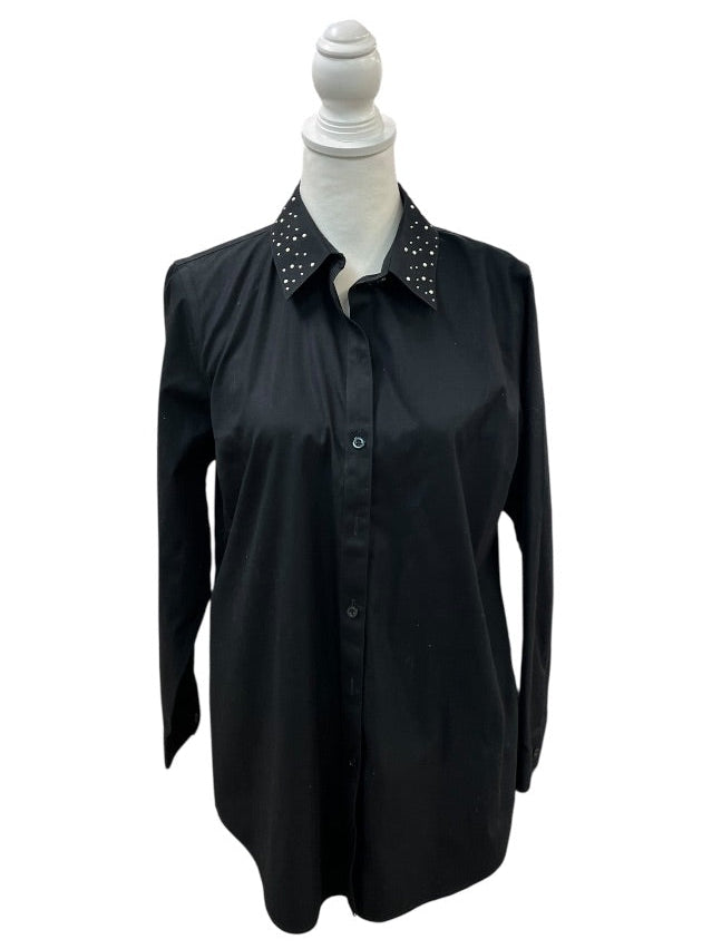 Button Down Black Collared Top by Chico's