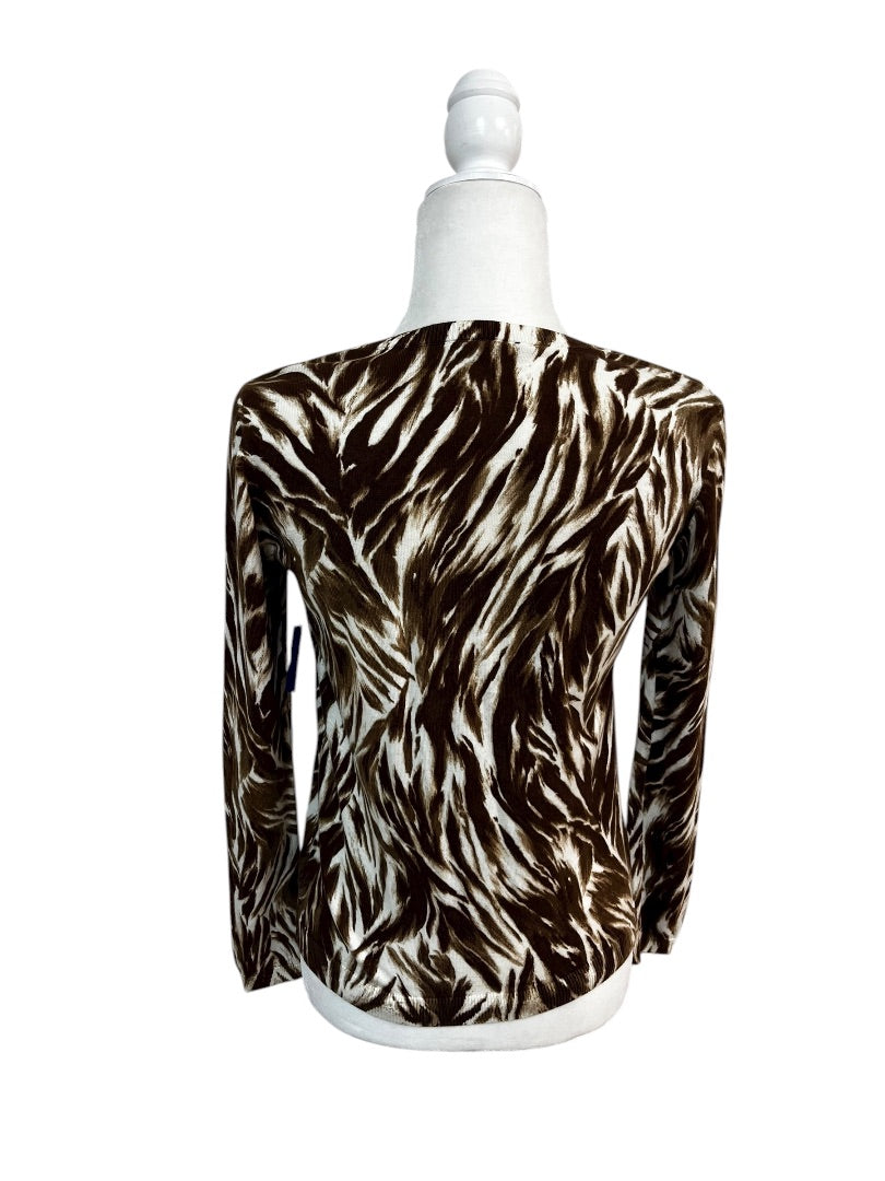 Talbots “Charming Cardigan” in Feathered Waves Print Size XS