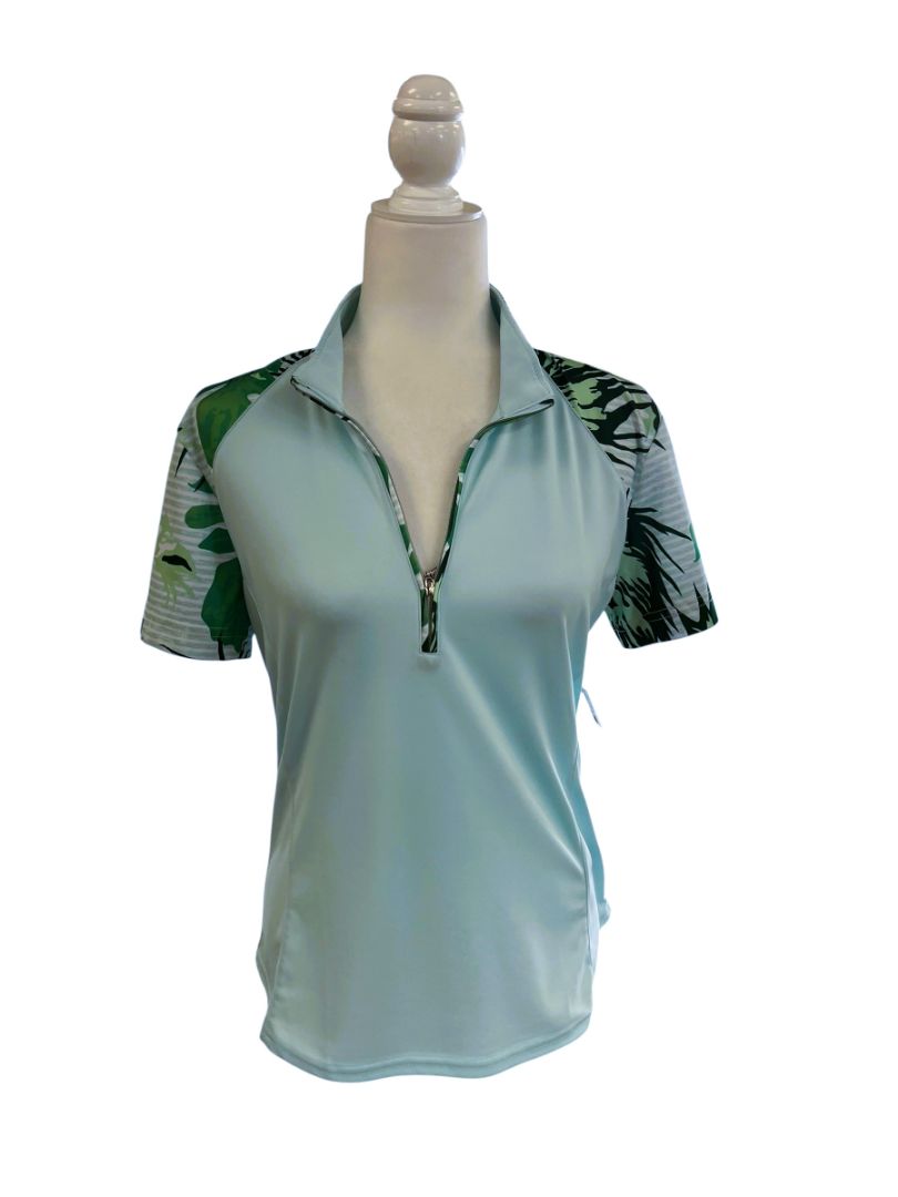 Blue & Green Tropical Activewear Top by Monterey Club