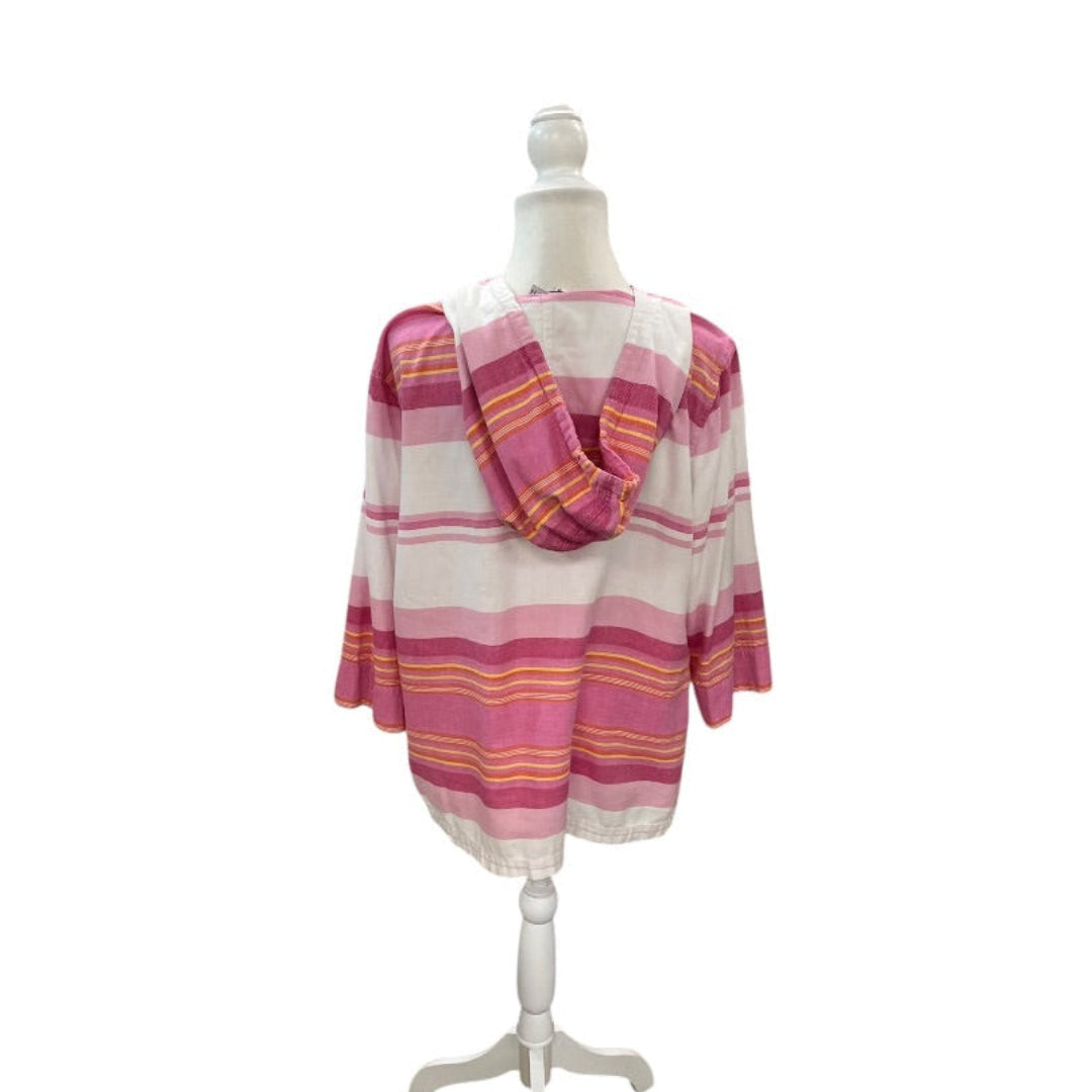 Tommy Bahama Pink and White Stripe Top Size XL