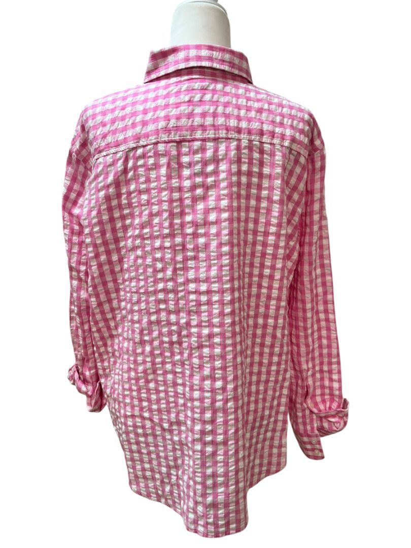 Crown & Ivy Pink and White Checkered Button Down Top Size XL