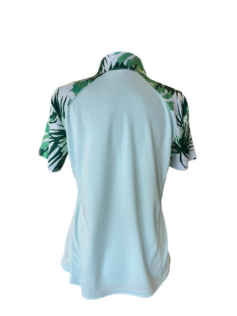 Blue & Green Tropical Activewear Top by Monterey Club