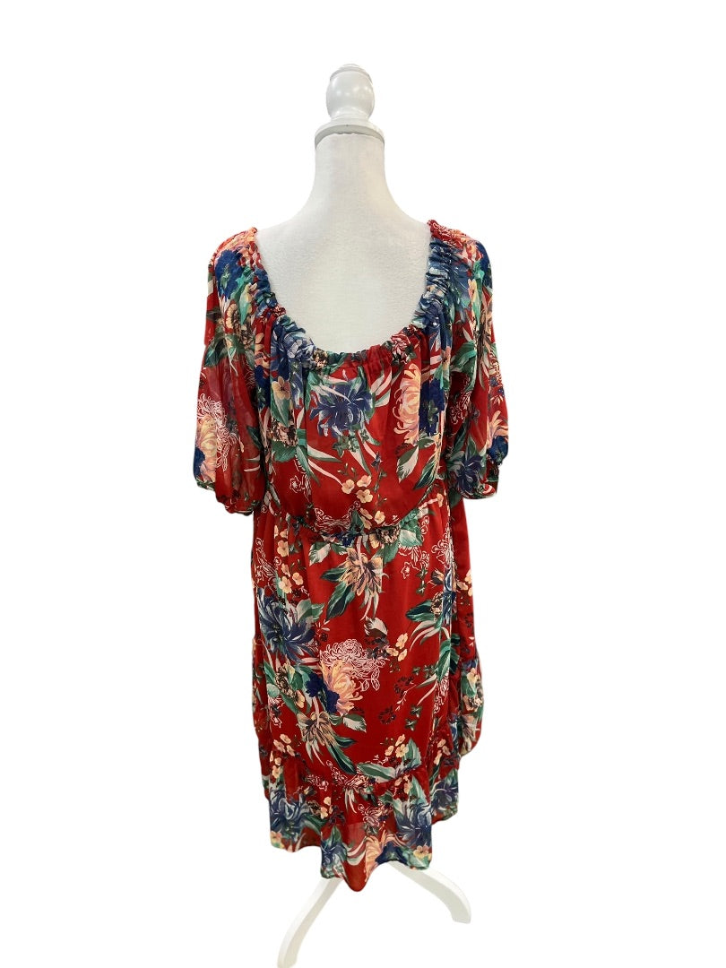 Ava & Viv Red Floral Dress Size 1X