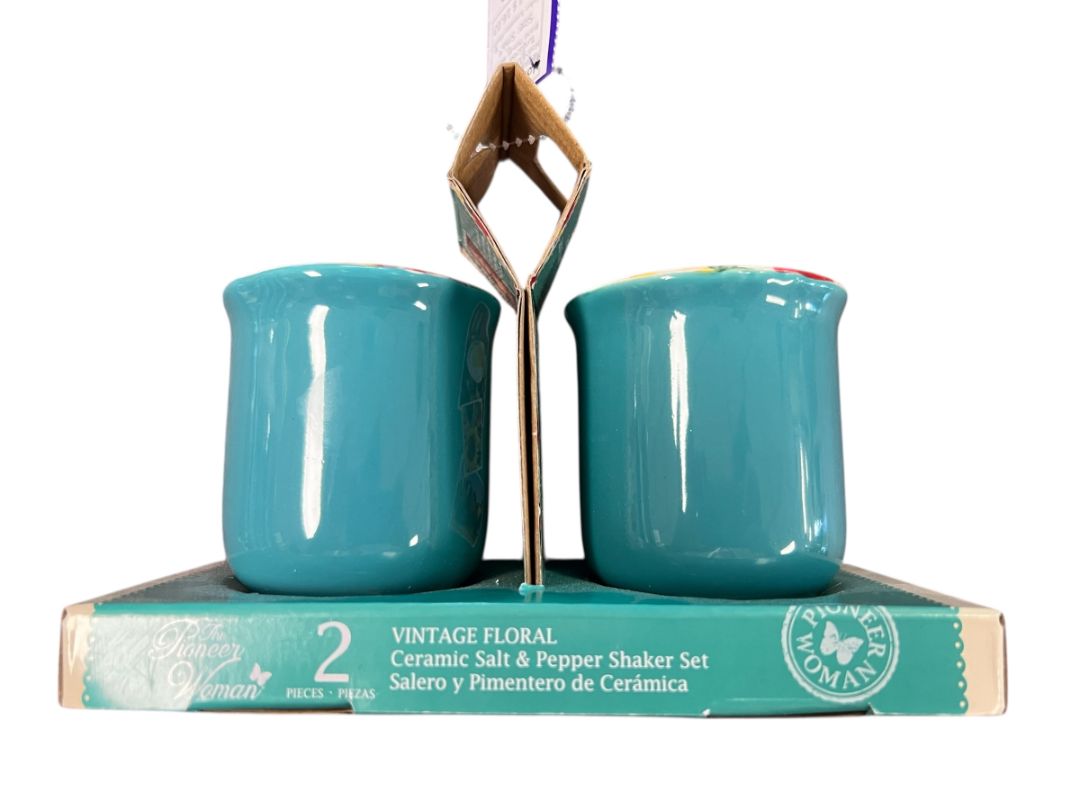 Turquoise Floral Salt & Pepper by Pioneer Woman