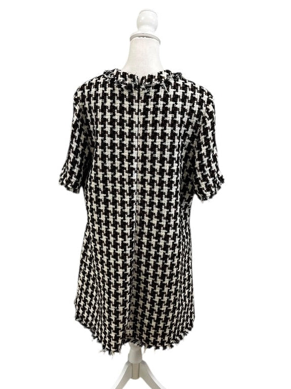 Brown Black and Cream Houndstooth Checked Dress by PEARL by Lela Rose