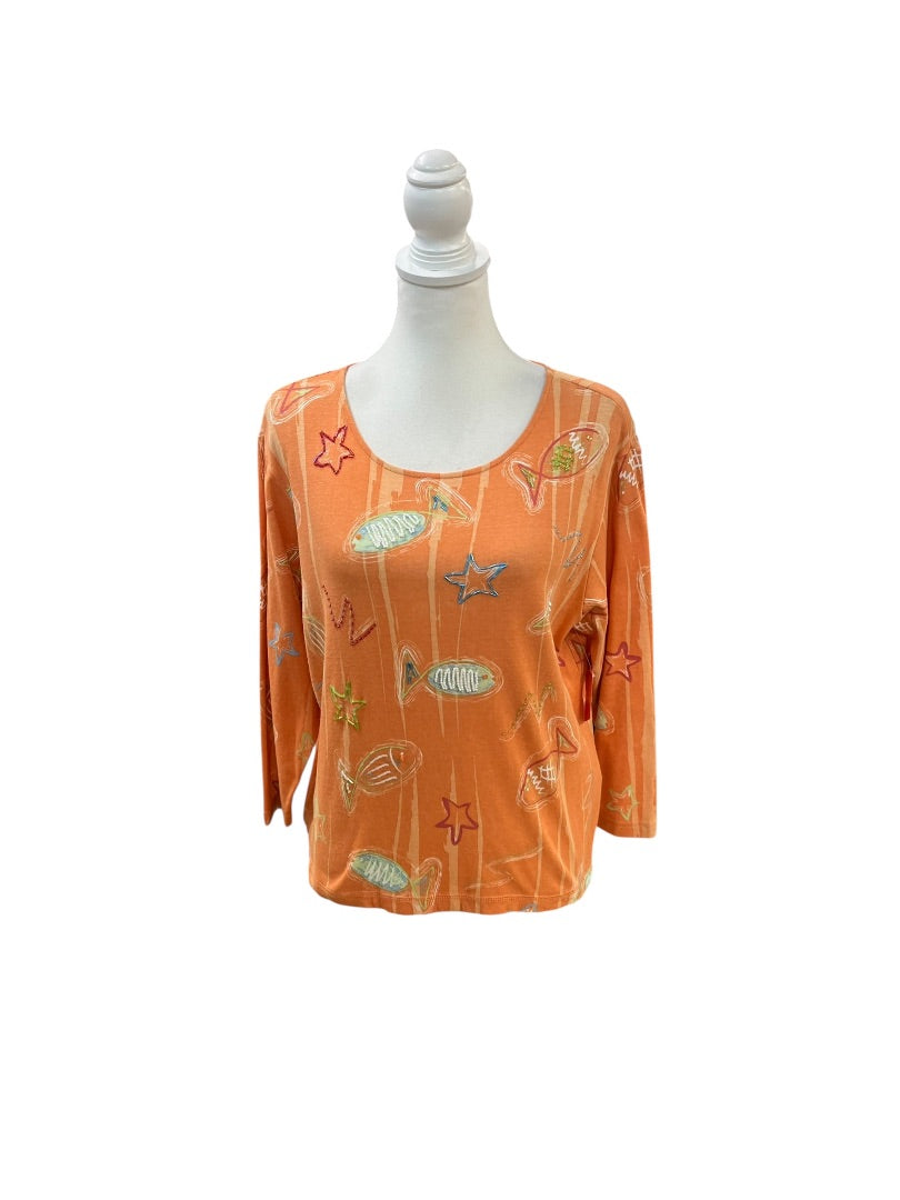 Anthony's Orange Beaded Fish Top Size XL