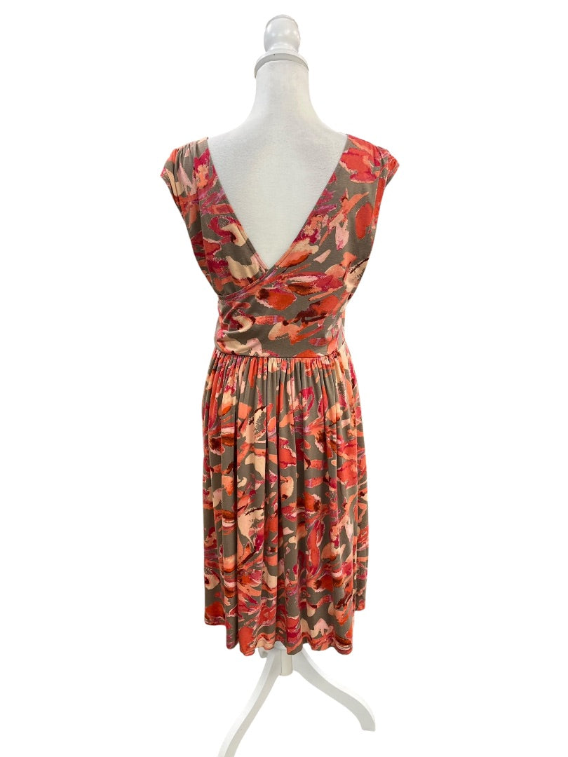 Ann Taylor Orange Floral Dress Size Medium