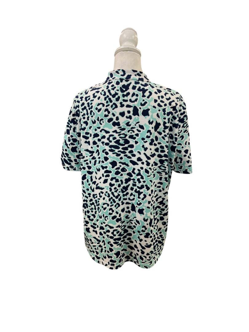 Blue & Green Animal Print Activewear Top by TAIL
