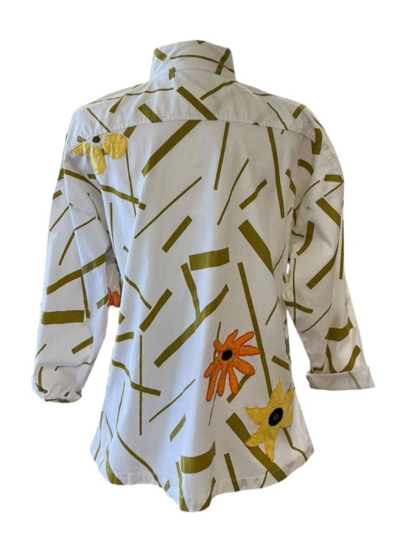 Geometric and Floral Button Down Top by Michael Simons