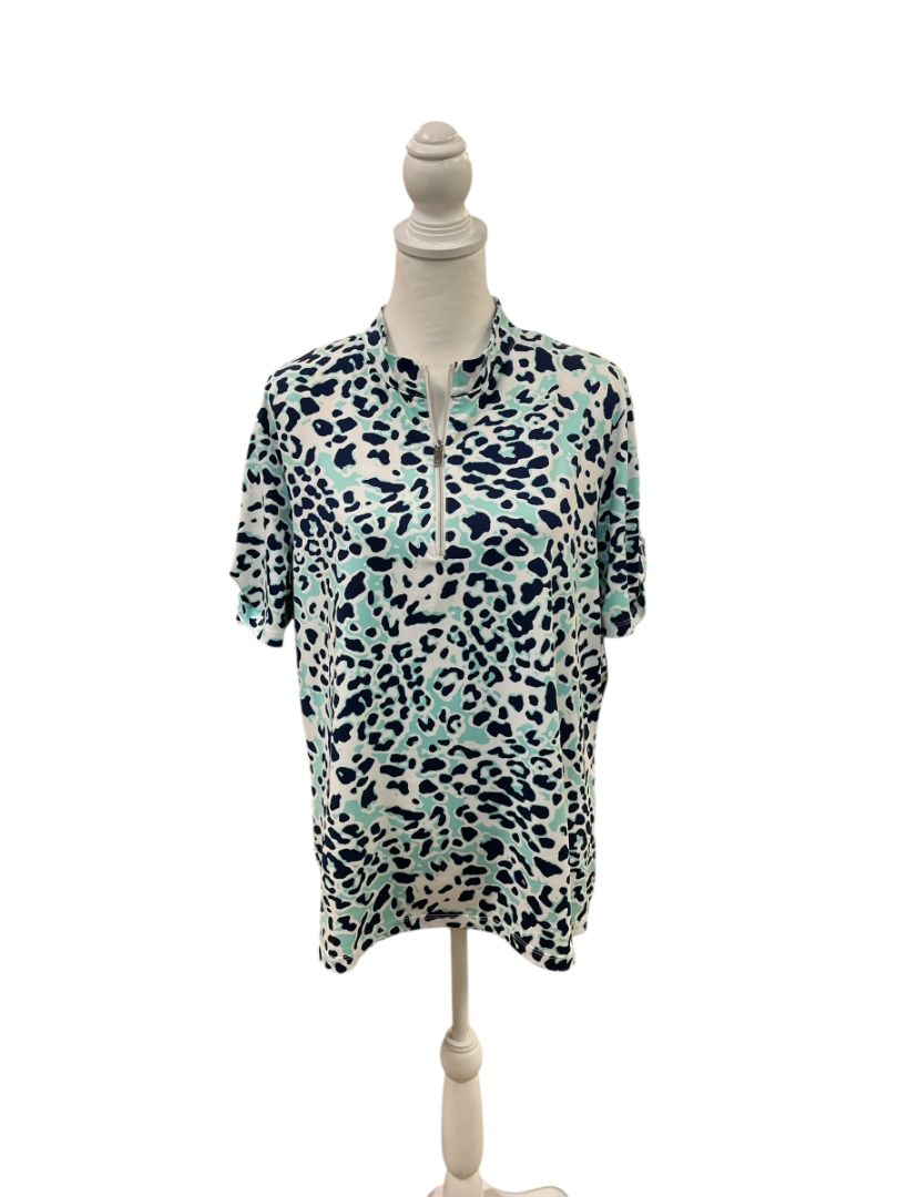 Blue & Green Animal Print Activewear Top by TAIL