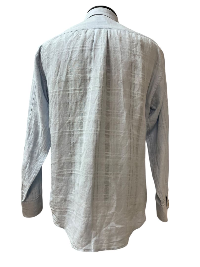 Tommy Bahama Linen Cotton Blue Long Sleeve Button Down Shirt Size Small