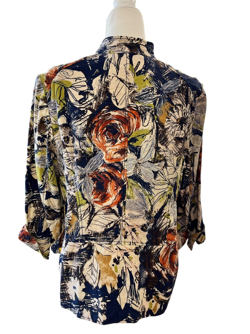 5 Button Linen Floral Jacket by Coldwater Creek