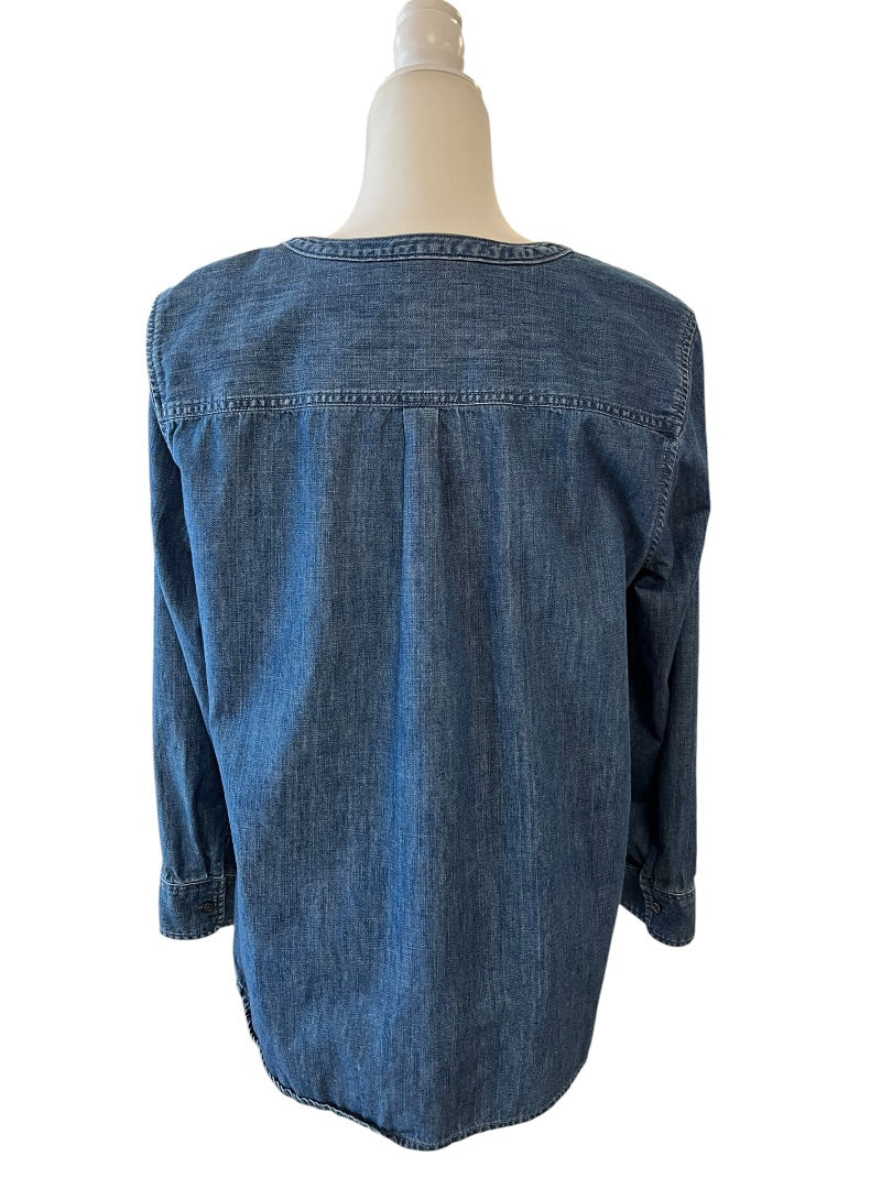 Denim Top with Rhinestone Buttons by Talbots