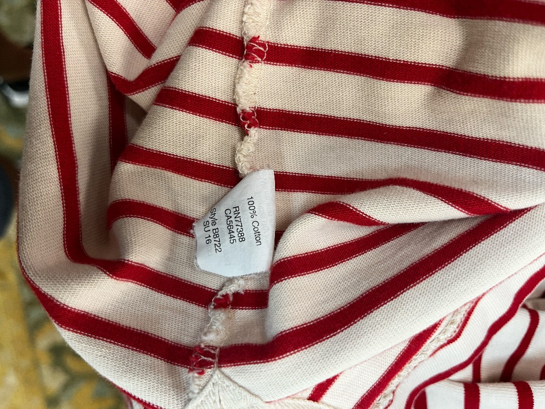 J Crew Red and White Striped Top with Crew Neck Size Medium