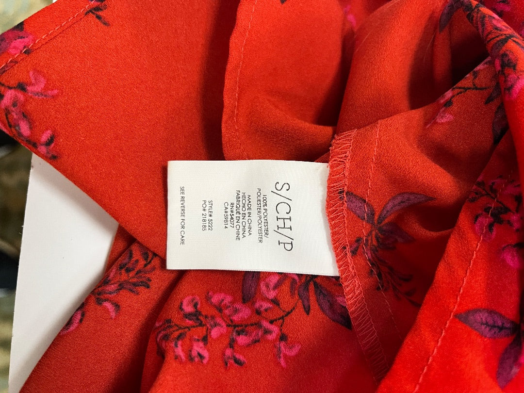 CAbi #5222 Red Floral Sprig Blouse β Size Small