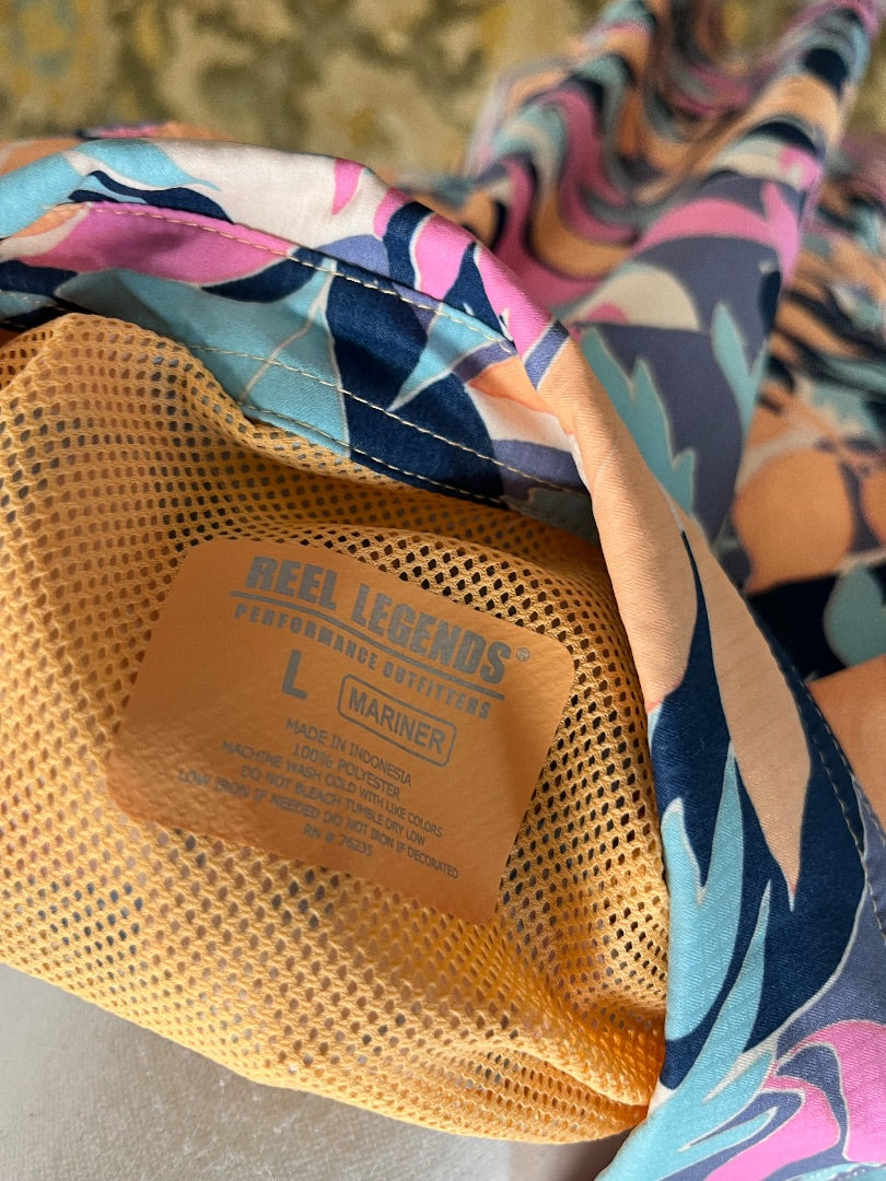 Reel Legends UVF50 Floral Short Sleeve Dress Size Large