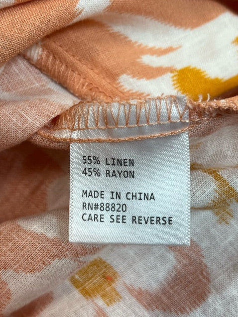 Christian Siriano Linen-Blend Peach Tie-Front Blouse β Size XS