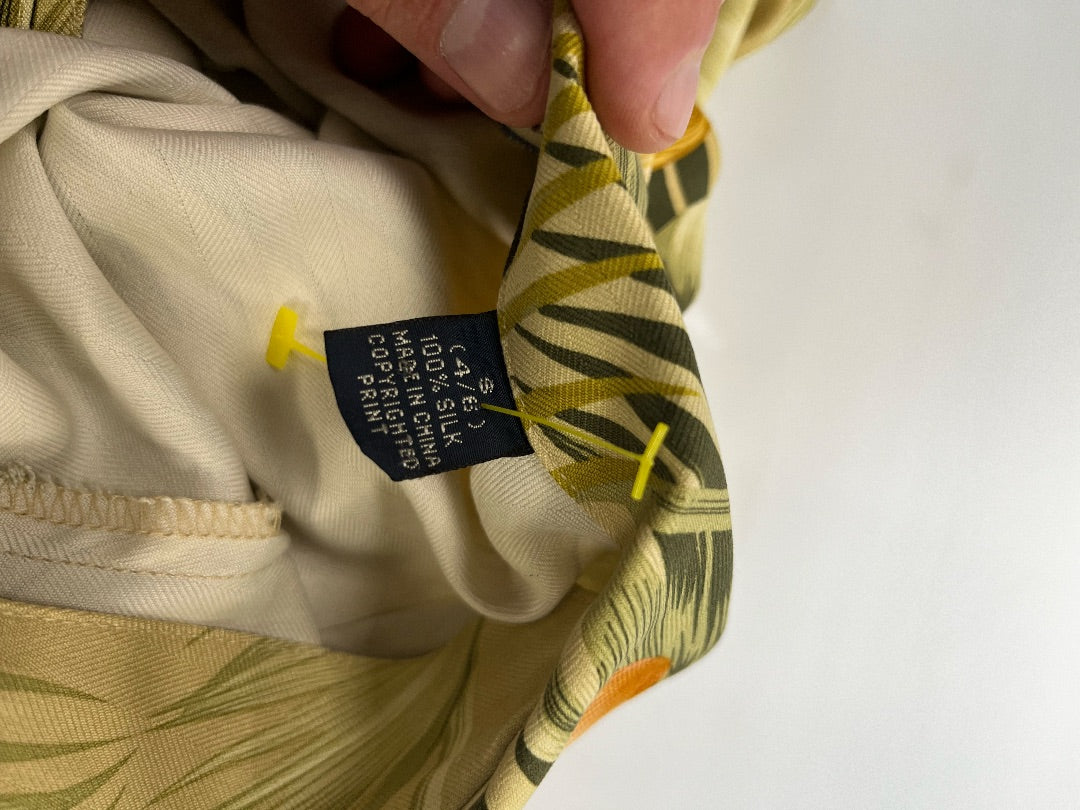 Tommy Bahama 100% Silk Hawaiian Green Tropical Tops Size Small