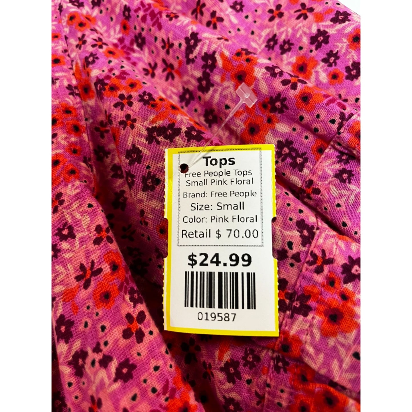 Free People Pink Floral Button-Front Blouse With Ruffle Sleeves Size Small