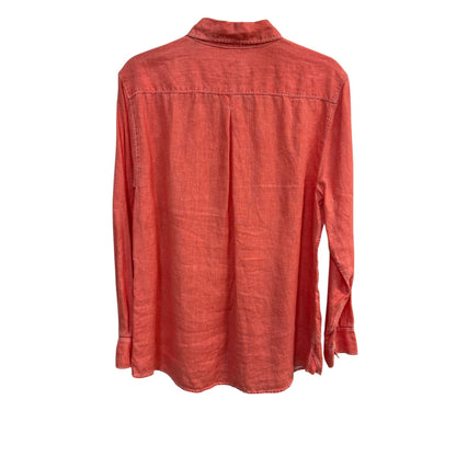 Tommy Bahama Sea Glass Breezer Linen Button-up Shirt Coral Orange Size Large