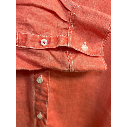 Tommy Bahama Sea Glass Breezer Linen Button-up Shirt Coral Orange Size Large