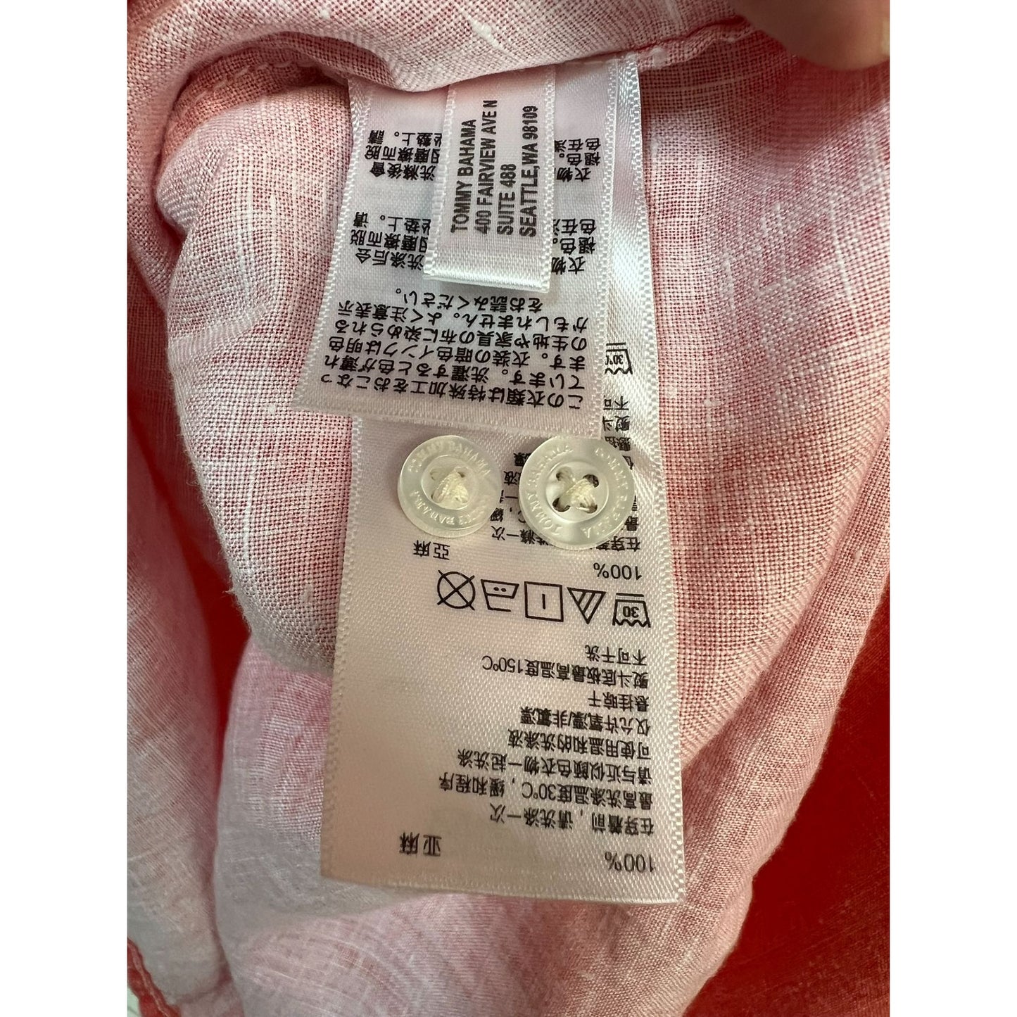Tommy Bahama Sea Glass Breezer Linen Button-up Shirt Coral Orange Size Large