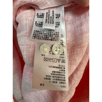 Tommy Bahama Sea Glass Breezer Linen Button-up Shirt Coral Orange Size Large