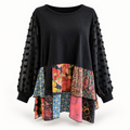 John Mark Black Mixed Print Tiered Tunic Top – Size 1X
