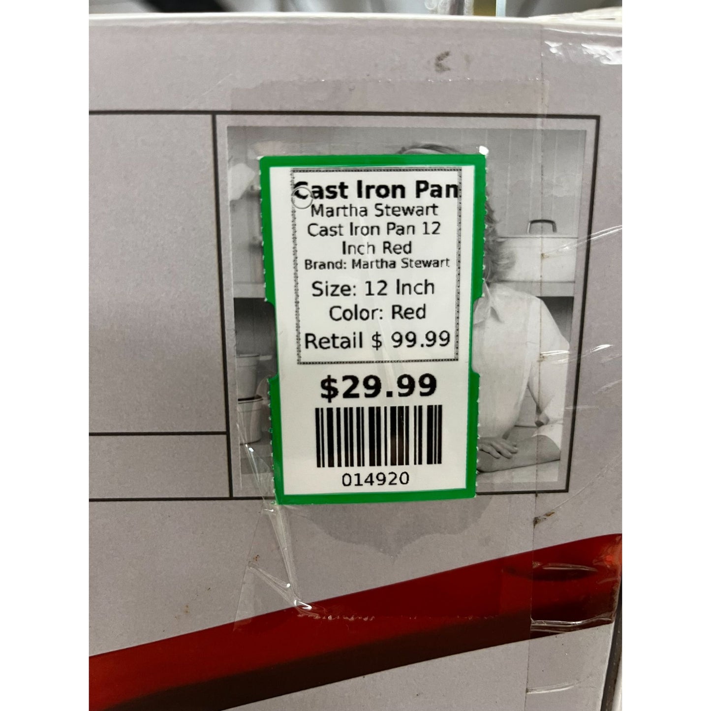 Martha Stewart 12-Inch Red Enameled Cast Iron Pan With Lid