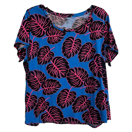 Crown and Ivy Blue Pink Black Palm Tree Short Sleeve Tee Shirt Size 2X