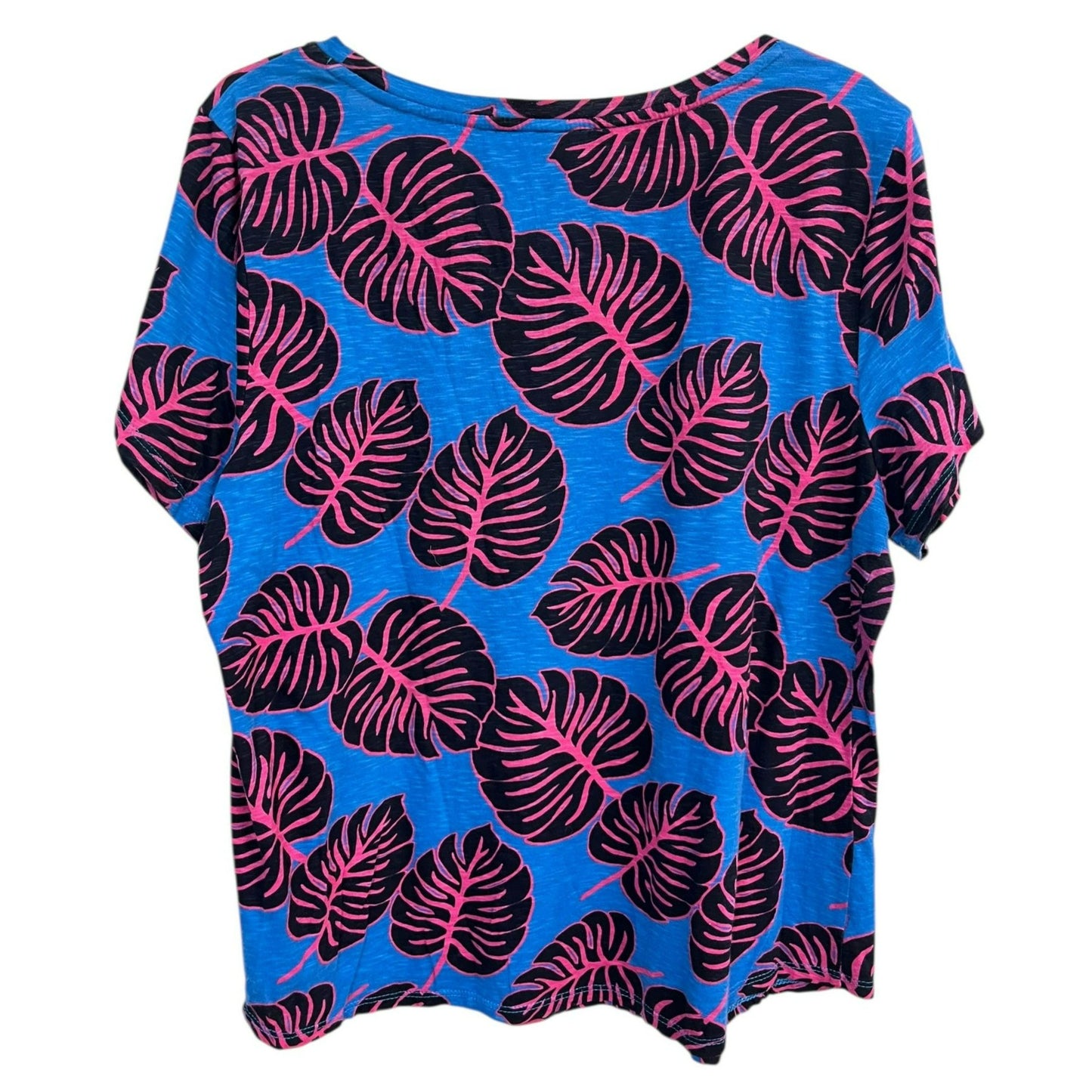 Crown and Ivy Blue Pink Black Palm Tree Short Sleeve Tee Shirt Size 2X