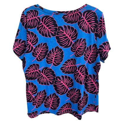 Crown and Ivy Blue Pink Black Palm Tree Short Sleeve Tee Shirt Size 2X