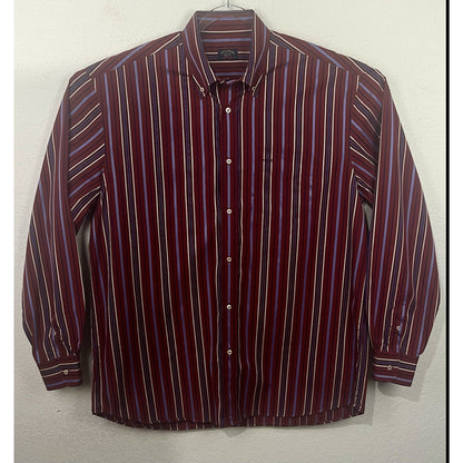 Paul & Shark Yachting Italy Cotton Striped Button Up Long Sleeve Dress Shirt XXL