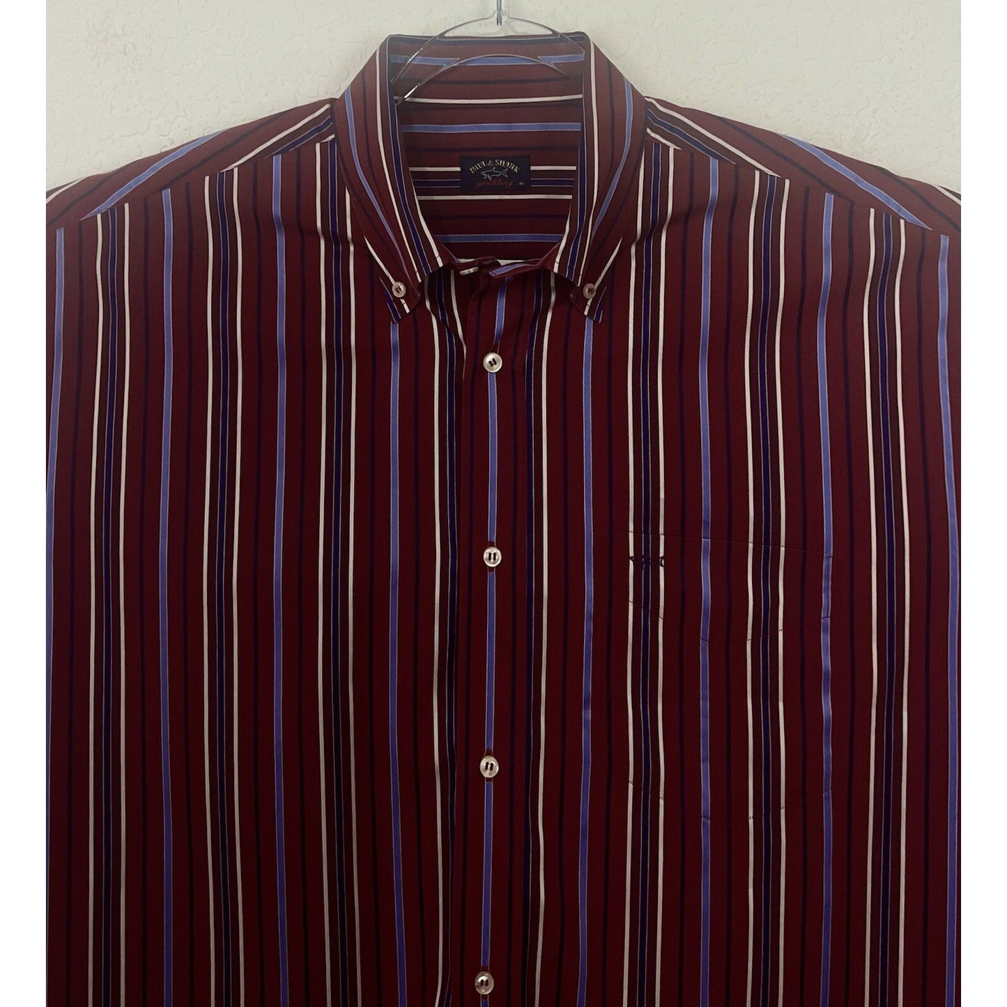 Paul & Shark Yachting Italy Cotton Striped Button Up Long Sleeve Dress Shirt XXL