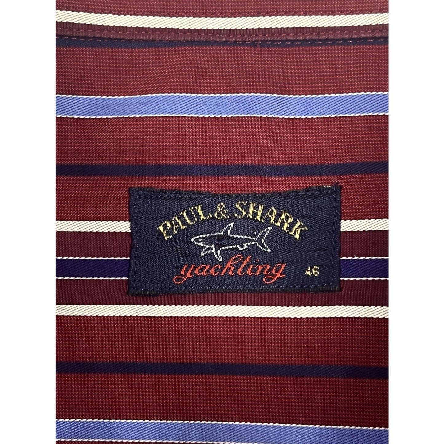 Paul & Shark Yachting Italy Cotton Striped Button Up Long Sleeve Dress Shirt XXL