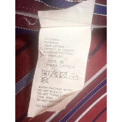 Paul & Shark Yachting Italy Cotton Striped Button Up Long Sleeve Dress Shirt XXL