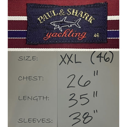 Paul & Shark Yachting Italy Cotton Striped Button Up Long Sleeve Dress Shirt XXL