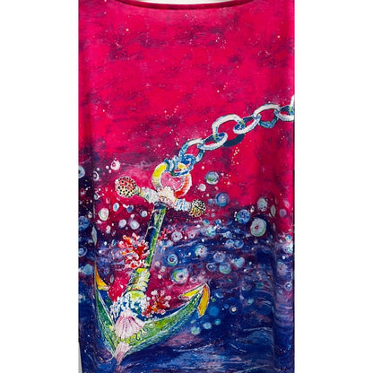 Leoma Lovegrove Deep Sea Anchor Long Sleeve Dark Pink Top Size Medium