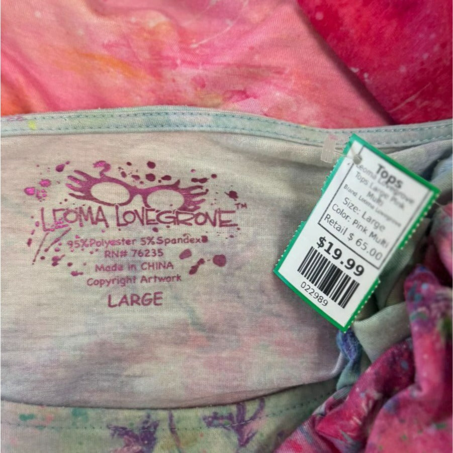 Leoma Lovegrove Womens Long Sleeve Pink/Blue Beach Artistic Shirt L
