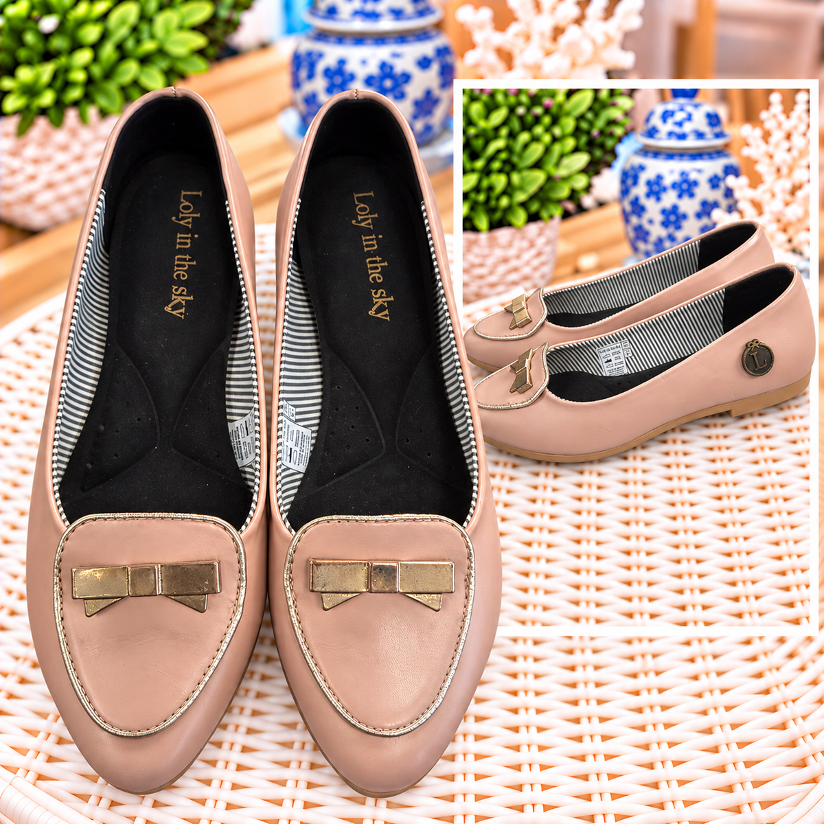 Loly in the Sky Blush Pink Bow Flats – Size 9.5